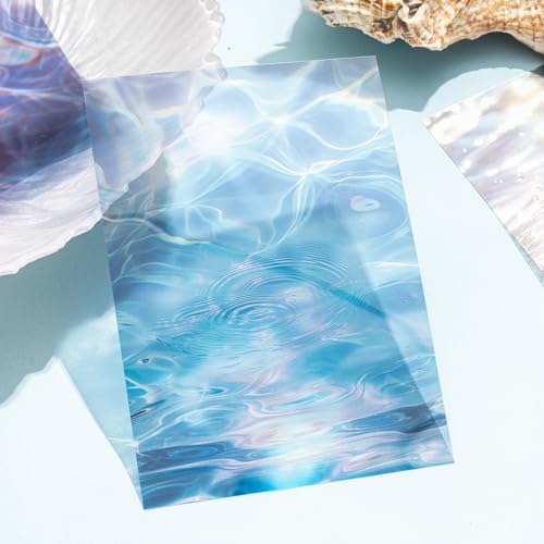 60 Pcs Water Ripple Stickers for Scrapbooking and Journaling | Water reflection designs in 6 color themes on transparent PET for collages, planners and mixed media - color: Wave Together