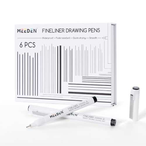 MEEDEN Micro Fineliner Drawing Pens: 0.5mm Needle Nib, 6 Pack, Black Ink | Waterproof archival ink for technical drawing, sketching, outlining, illustration, manga, and journaling - style: 0.5mm Needle Nib