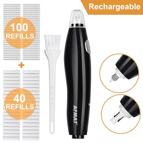AFMAT Electric Eraser for Artists, Rechargeable Electric Eraser Kit, 140 Refills for Drafting, Electric Pencil Eraser - Battery Operated for Drawing Pencils, Crafts, Arts EE04(Black) - color: Black