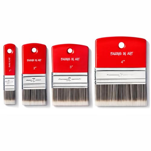 4 PCS Flat Paddle Paint Brush Set (1'',2'',3'',4'') | Scale Brushes, Large Blending Paint Brush, Wide Flat Paint Brushes for Oil & Acrylic - color: Flat, size: 1''&2''&3''&4''