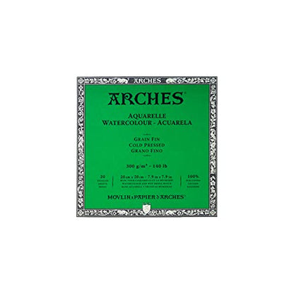 Arches Watercolor Paper Block, Cold Press, 7.9" x 7.9", 140 pound - size: 7.9"x7.9", style: Cold Press