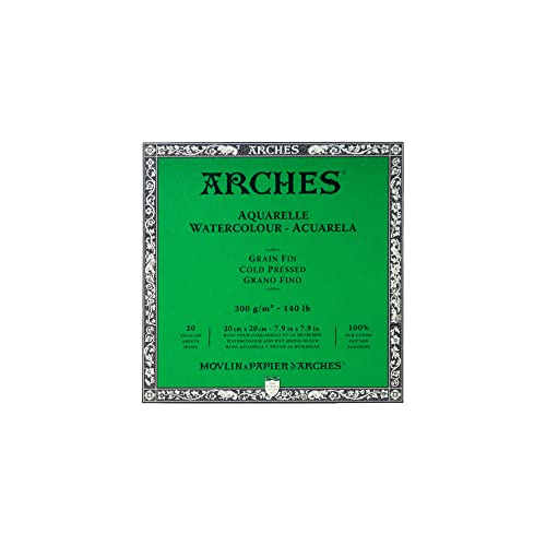 Arches Watercolor Paper Block, Cold Press, 7.9" x 7.9", 140 pound - size: 7.9"x7.9", style: Cold Press