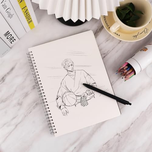 DSTELIN 2 Pack 50 Sheets Spiral Bound Art Sketchbook, 10 x 7.5 Inch 100GSM Acid-Free Drawing Paper, Sketch Books with Cardboard Backing for Artists and Students