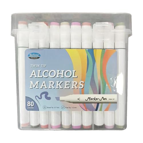 80 Colors Alcohol Markers, Dual Tip Alcohol Based Art Markers, Brush Tip Mark Pens with Case for Adult Coloring Hand Lettering - color: 80 colors