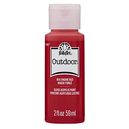 FolkArt Outdoor Acrylic Paint in Assorted Colors (2 Ounce), 1614 Engine Red - color: Engine Red, size: 2 Fl Oz (Pack of 1)