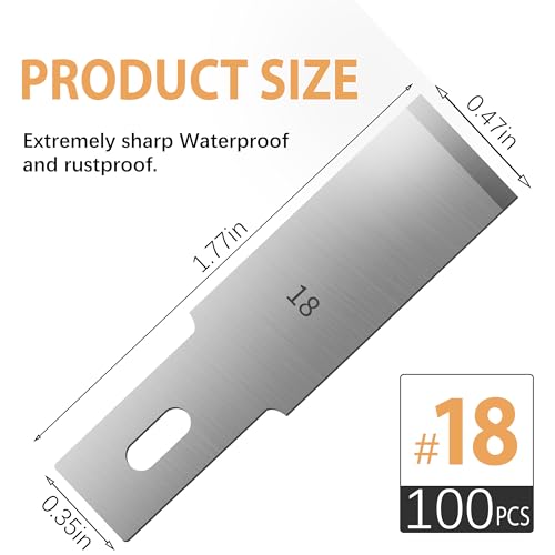 #18 Hobby Knife Blades(Pack of 100),Art Blades Cutting Tool with Storage Case for Craft, Hobby, Scrapbooking, Stencil - size: #18-100pcs