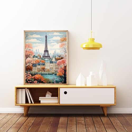 5DDIYART Paint by Numbers for Adults Beginner, Paris Eiffel Tower Paint by Number Kits on Canvas Without Framed,Paint by Easy Acrylic Painting Home Wall Decor 12x16inch - color: PB142-1