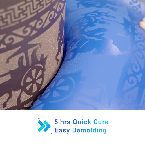Silicone Mold Making Kit, Liquid Silicone for Molds Making 30A Sapphire Blue, High Strength Silicon Rubber 4.4 lbs, 1:1 by Volume Ideal for Mold Casting of Resin/Jewelry/Candle/Concrete/Plaster | High Strength 1:1 by Volume 3h Quick Cure Self Degassing Si