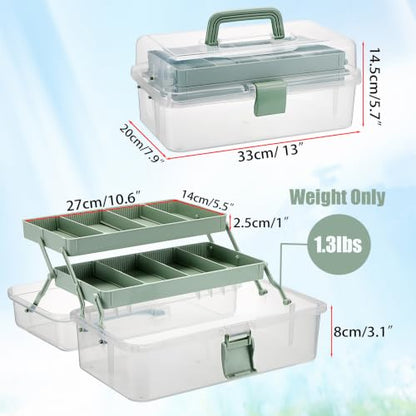 BTSKY Plastic Dividing Storage Box, Tackle Box with Adjustable Dividers - color: Clear+Green