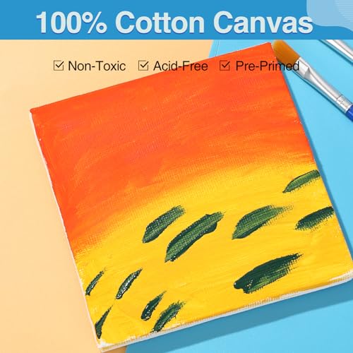 ESRICH Mini Canvases for Painting, 4x4In Canvas in Bulk 100 Pack, 2/5In Profile Small Square Canvas, Blank Canvases are Great for School Projects and Kids Birthday Parties, Home Decor Project. - size: 4x4in-100 Packs