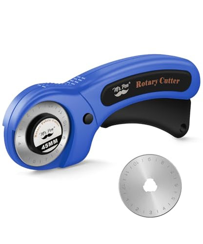 Mr. Pen- Rotary Cutter for Fabric with 1 Extra Blade, 45mm | Fabric Cutter Wheel, Fabric Rotary Cutter, Rotary Fabric Cutter, Sewing Rotary Cutter, Rotary Cutting Tool, Blue/Black - color: Blue