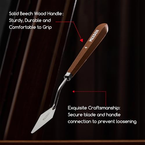 MEEDEN Artist Palette Painting Knife: 8.11" Flexible Stainless Steel Art Pallet Scraper Knife with Wood Handle for Oil, Acrylic, Color Mixing, #2 - style: #2
