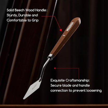 MEEDEN Artist Mixing Scraper Knife: 9.37" Flexible Stainless Steel Palette Painting Knife with Wooden Handle for Art Crafts, Cake Decorating, #17 - style: #17