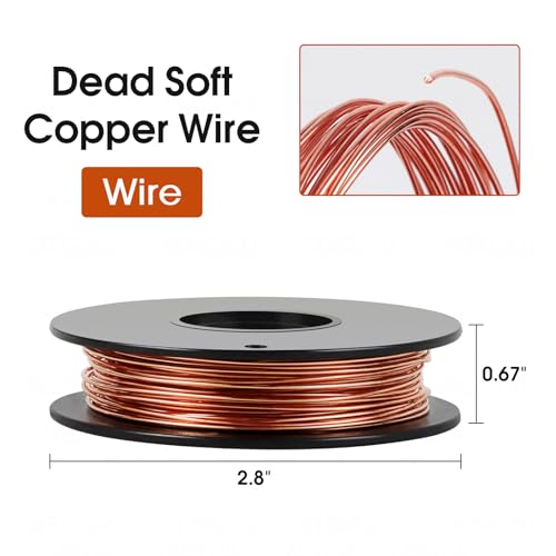 24 Gauge/0.5mm 266 Feet 5 oz 99.9% Dead Soft Copper Wire for Electroculture Gardening, Jewelry Making, Beading, Science Projects, DIY Artwork, Pure Bare Copper Wire - size: 24 Gauge/ 0.5 mm, style: 5 oz