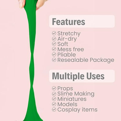 BOHS Foam Clay, Green Air Dry Modeling Clay, 1.1 lb | Soft, lightweight; crack-free finish; EVA and polystyrene foam details; cosplay props, figurines, fake bakes and slime making - color: Green, size: 500 g