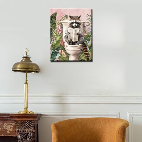 Tucocoo Funny Bathroom Animal on Toilet Paint by Numbers for Adults Cute Racoon on Toilet Acrylic Paint by Numbers Painting Kit On Canvas for Beginners Home Wall Bedroom Decor 16x20inch Frameless - color: Paint by number-Closestool 17, size: 16''x20''(Fra