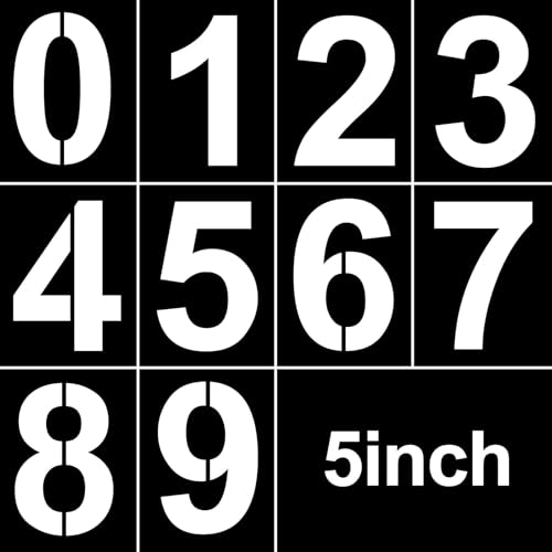 5 Inch Number Stencils Plastic Number Stencils Reusable Digital Painting Templates for Cake Stencil Address Templates - size: 5 Inch