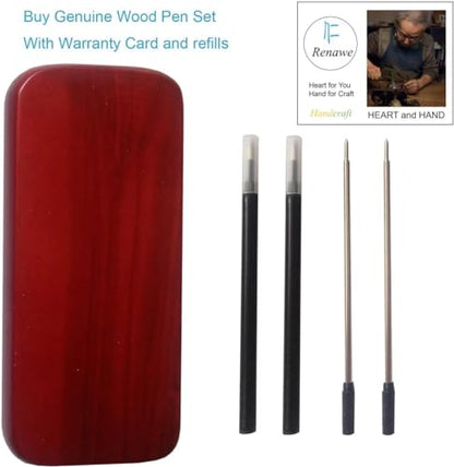 3 Pcs Wooden Pens Set with Gift Case/Best Writing Fountain Fancy Ballpoint Pen and Luxury Gel Pen with Ink Refills, Promotional Business Designer Pens