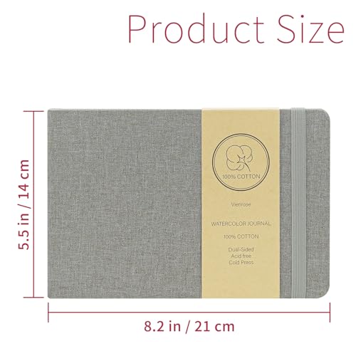 Vienrose Watercolor Sketchbook Journal 5.5x8.2 Inch 24 Sheets Grey - color: Grey, size: 5.5x 8.25 Inch