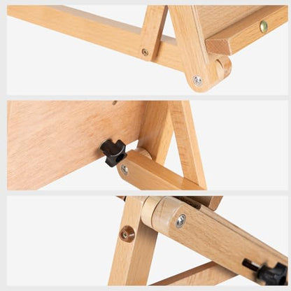 Falling in Art Adjustable Beechwood Tabletop Easel, Holds up to 22.5'' | Wooden Desktop Drawing Board Easel for Artists and Beginners, Suitable for Painting and Displaying Artwork