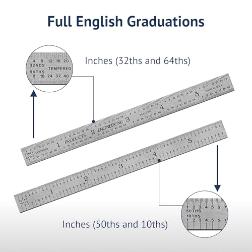 Made in USA 6" Metal Ruler, Flexible | 3R Graduation, Precision Measuring Tool - color: silver, size: 6"