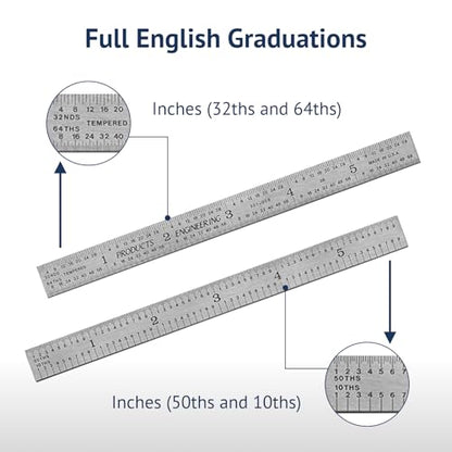 Made in USA 6" Metal Ruler, Flexible | 3R Graduation, Precision Measuring Tool - color: silver, size: 6"