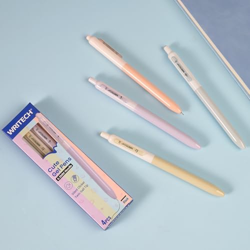 WRITECH Gel Pens Fine Point: 0.5mm Black Silent Click Needle Tip 4ct - color: Black-4ct