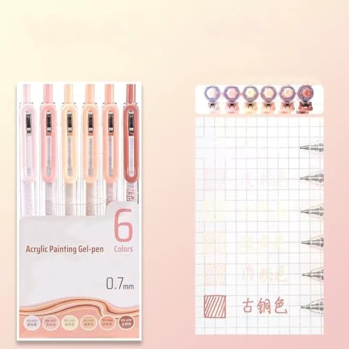 6 Colors 0.7mm Fine Pointed Acrylic Gel Pen Set,Beauty Skin | Fit for Drawing Creation, Daily Painting, Coloring, Card Making, Journaling - color: Silver