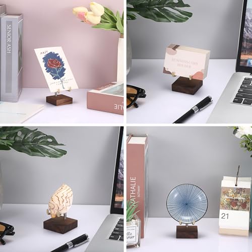 Hipiwe Adjustable Metal Arms Display Stand Easel with Wooden Base, Small