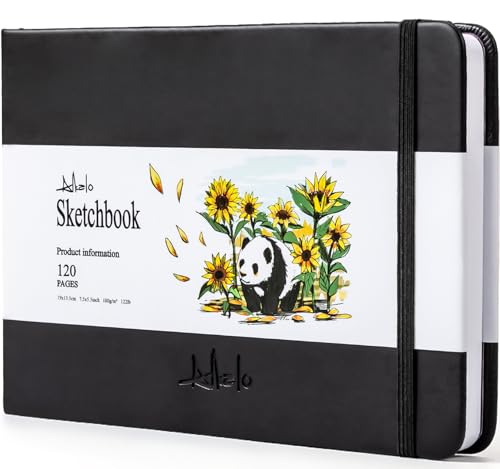 Sketchbook for Drawing, 120 Pages Sketch Book, 122LB/180GSM Thick Paper | Mixed Media Sketchbook for Charcoal Pencil, Inks Pen, Colored Pencil, Acrylic Marker, Oil Pastel - color: Back, size: Small(7.5×5.3INCH)