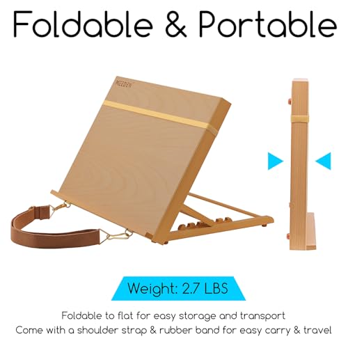 MEEDEN A3 Wooden Tabletop Easel for Painting, 5-Position Adjustable Drawing & Sketching Board with Shoulder Strap, Portable Beechwood Desktop Art Easel Stand for Adults, Artists, Beginners & Student - size: A3（18 1/2 L * 14 1/4W）