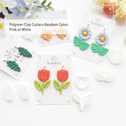 Flower & Leaf Polymer Clay Cutters Set - Daisy, Tulip, Cherry Blossom, Sunflower & Leaf Shapes for DIY Earring Jewelry Making, Soft Clay Crafts, Scrapbooking & Gift Toppers - color: C color