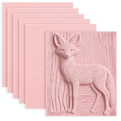 6 Pack 8"x6" Pale Pink Rubber Stamp Carving Blocks Rubber Carved Brick Soft Rubber Linoleum Block for Craft Project - size: 8"x6" 6Pack