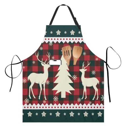 Imiss Waterproof Stain-Resistant Cooking Chef Aprons for Grill BBQ Baking 27 X 31 Inch - color: Reindeer