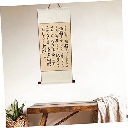 EXCEART Blank Hanging Scroll Paper 3 Pcs Chinese Calligraphy Art Scrolls with Wooden Rods Thick Painting Paper Roll for Writing Drawing Home Display 31.88 X 11.81 in - color: Light Yellow