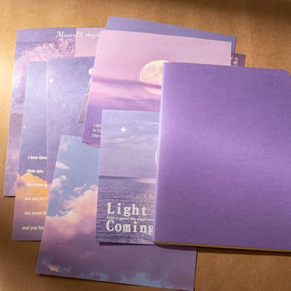 YagCu Scrapbook Kit for Beginners, Aesthetic Junk Journal Supplies, Scrapbooking and Journaling Materials, Bullet Journals Stationery, Planner DIY Arts Craft, Women Adults - color: Moonlight