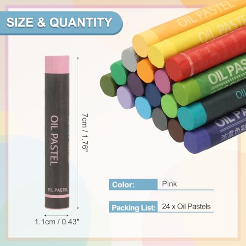 PATIKIL Pink Oil Pastels, 24Pcs Soft Oil Crayons Creamy Pastels Stick Art Supplies for Art Painting Drawing Blending Graffiti for Drawing Beginners Artists - color: Pink
