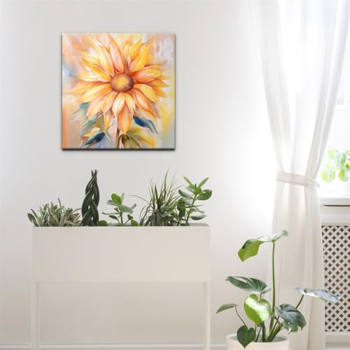 Natuyalo Framed Paint by Numbers Kit for Adults - Sunflower DIY Adult Paint by Number Kits Flowers Acrylic Canvas Painting for Adults Beginners Art Crafts with Frame, 12x12 Inch - color: Color-01