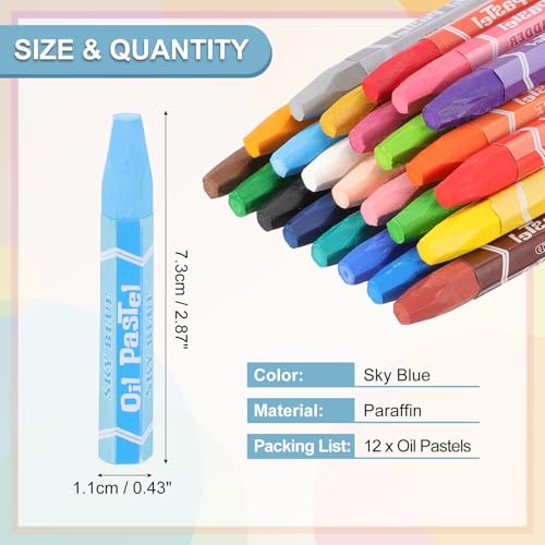 PATIKIL Sky Blue Oil Pastels, 12Pcs Soft Oil Crayons Vibrant and Creamy Pastels Stick Art Supplies for Art Painting Drawing Blending Graffiti for Artists Beginners - color: Sky Blue