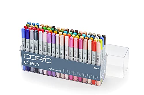 Copic Ciao, Alcohol Markers, 72 Colors, Dual Brush Tip Art Markers for Artists & Creators, Blendable Markers for Coloring Drawing & Illustration Art - Set B - color: Set B
