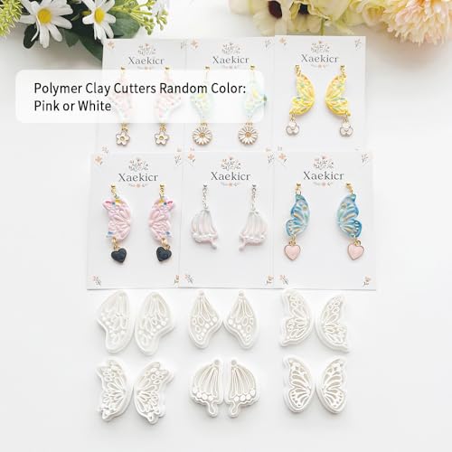 12 Pairs Butterfly Wing Polymer Clay Cutters - Detailed Texture Jewelry Making Tools for Earrings & DIY Crafts, Soft Clay Shaping Molds - color: 2E color
