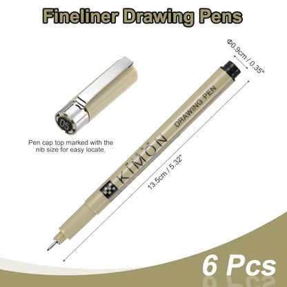 PATIKIL Fineliner Pens, 0.5mm Fine Points Drawing Pen Waterproof Inking Markers Liner Artist Watercolor Supplies Drawing Kit for Adult Sketching Journaling, Pack of 6 - style: 0.5mm Fine Points