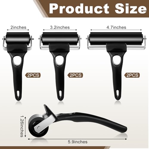 Frienda 6 Pack Rubber Brayer Rollers, 2/3.2/4.7 in Hard Rubber Rollers - size: 2 Inches, 3.2 Inch, 4.7 Inches