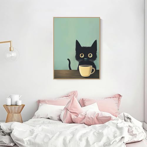Black Cat Diamond Art Kits for Adults Diamond Painting Kit for Beginner | Bathroom Animal 5D Funny DIY Diamond Dots Full Drill Crafts for Gem Art Dot Art for Adults Home Wall Decor for Teens 12x16 in - color: DP03623