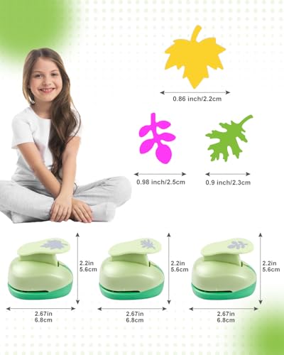 Hole Punches 1 Inch Maple Oak Cherry Leaves Craft Paper Punch Hole Cutter - style: 3 Different Leaf Shapes Set