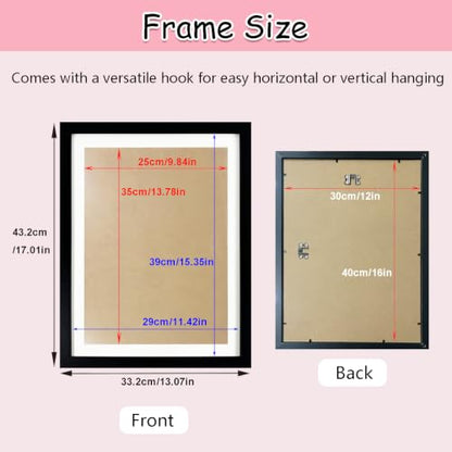 Muzagroo Art Premium Diamond Art Frame for 12x16in Canvas Diamond Painting Frame with White Mat Border Shatter-Resistant Plexiglass Frame for Diamond Painting Ready to Hang (1P) - color: Frame