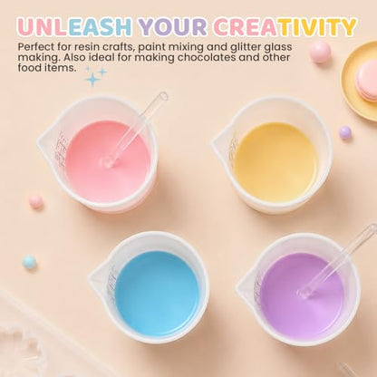 4Pcs Silicone Resin Mixing Measuring Cups 250ml / 8oz for Resin Supplies, Easy-to-Read Black Marks, Non-Stick Reusable Silicone Pouring Cups for Epoxy Mixing - size: 4*250ml (Black Marks)