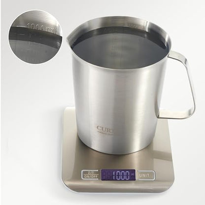 18/8 Stainless Steel Measuring Cup with Handle and Pour Spout, Commercial Kitchen Food Prep Pitcher for Restaurant, Bakery, Cooking and Ingredient Measuring, 32 OZ (4 Cup, 1000 ML) - color: Flat Handle, size: 32 OZ (4 Cup, 1000 ML)