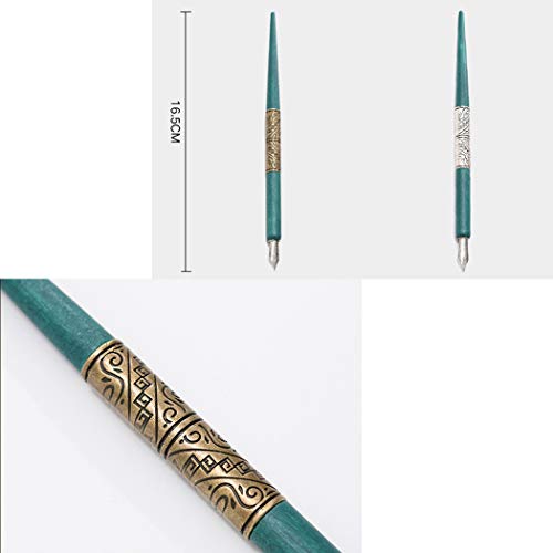 Professional Manga Gothic Pen Dip Pen Calligraphy Drawing Pen Kit, 2 Pen Holders Handles, 7 Nibs (2 Fountain Pen Nib, 5 Flat Nib) - Silver and Bronze - color: Silver and Bronze