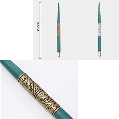 Professional Manga Gothic Pen Dip Pen Calligraphy Drawing Pen Kit, 2 Pen Holders Handles, 7 Nibs (2 Fountain Pen Nib, 5 Flat Nib) - Silver and Bronze - color: Silver and Bronze